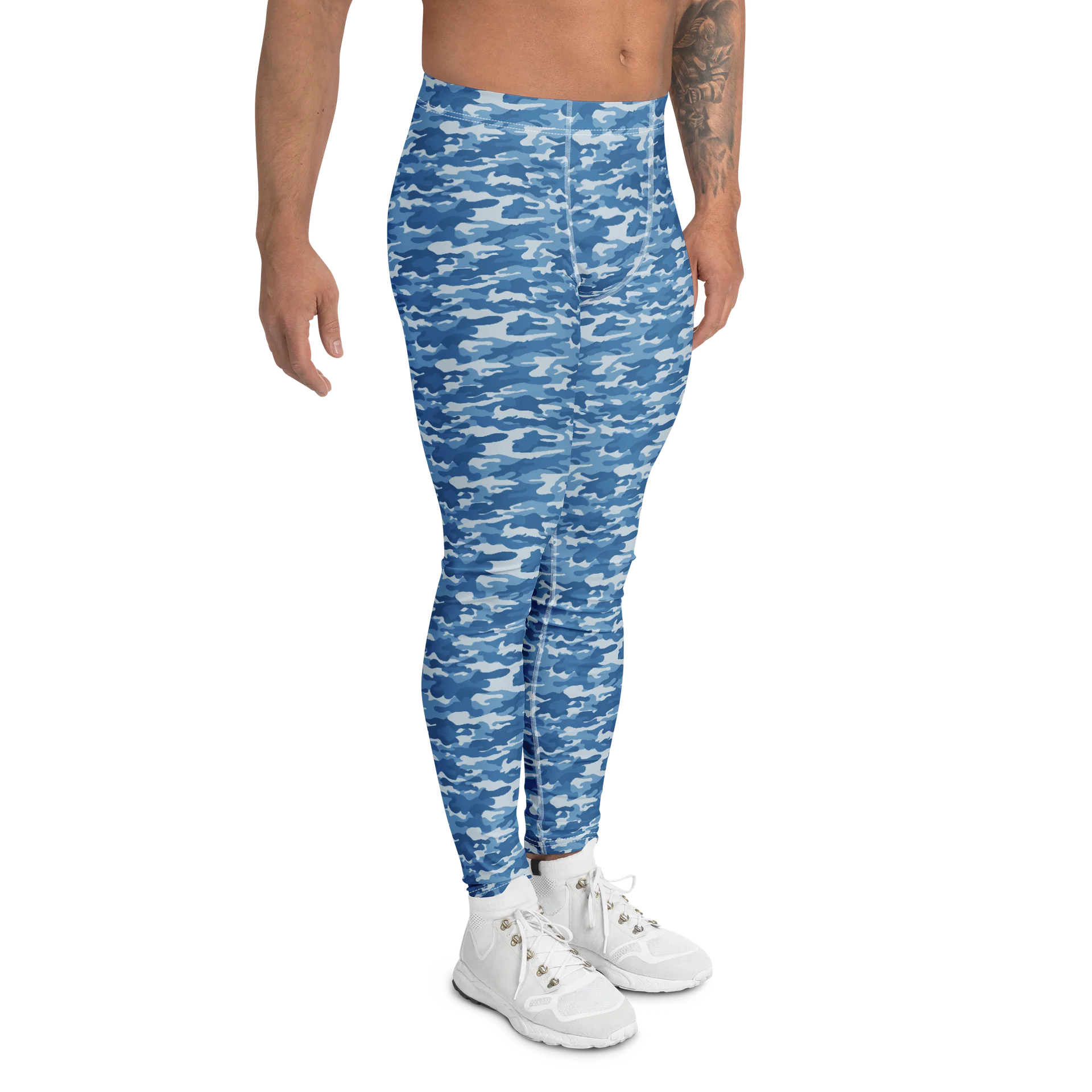 Blue Camouflage Men’s Leggings for Active Wear product image (3)