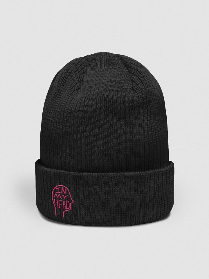 In My Head (pink) embroidered organic beanie product image (5)
