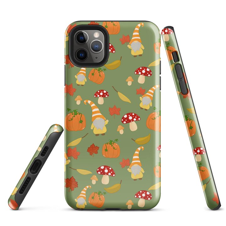 Fall with my Gnomies in Green Pattern iPhone® Tough Case product image (2)