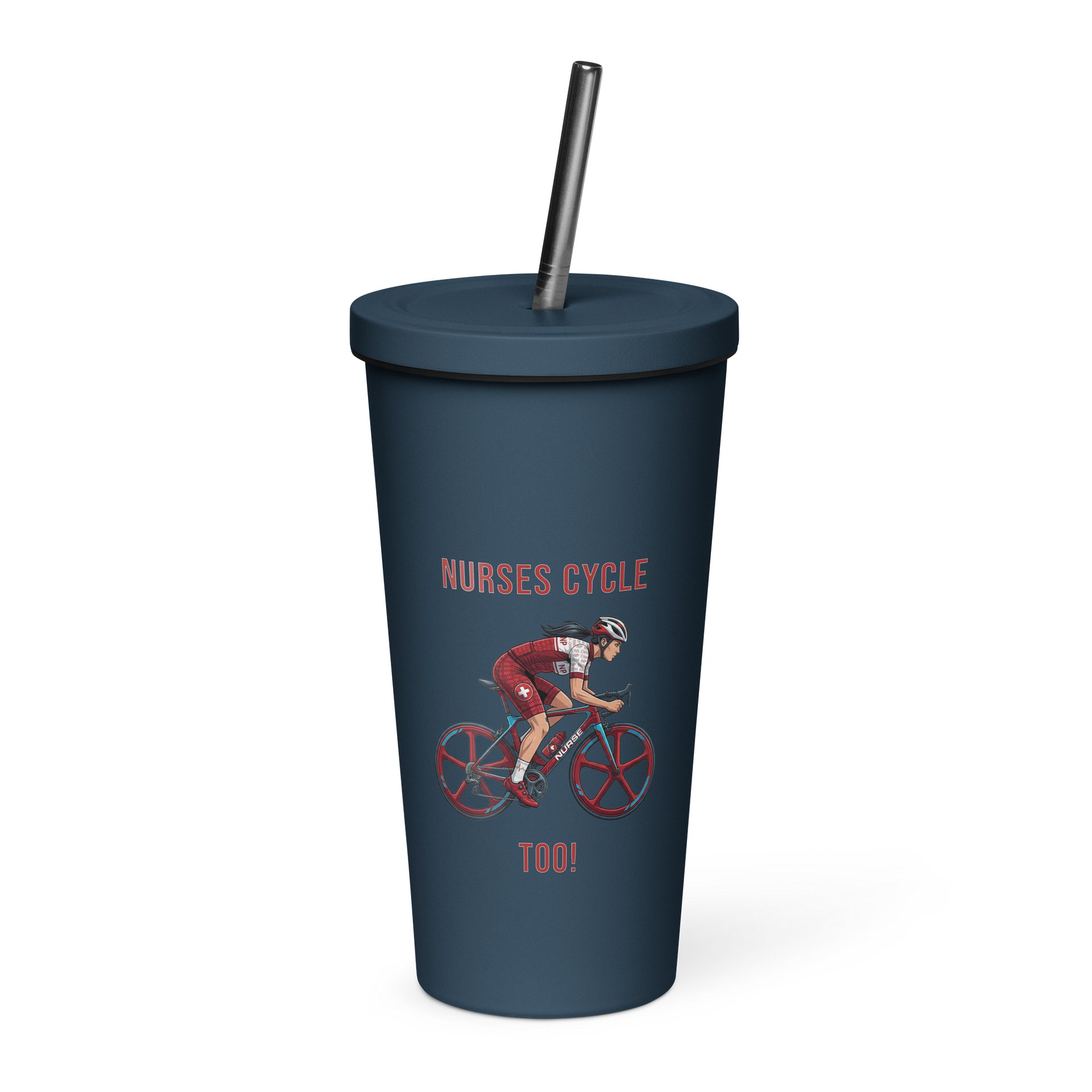 Nurse Athlete Tumbler with Straw | Ladies Cycling Edition product image (11)