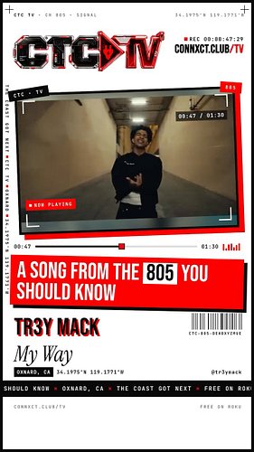 Have you heard “My Way” by Tr3y Mack?

A song from the 805 you should know 🔌 Straight out of Oxnard. Tap in with @tr3ymack

📺...