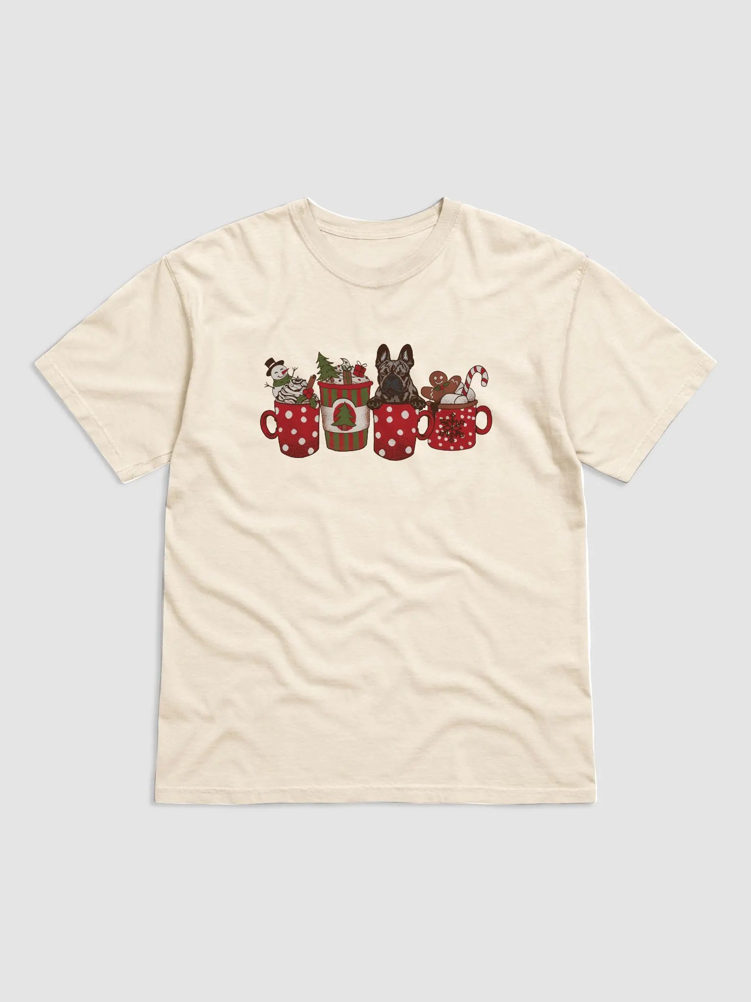 Cute French Bulldog in a Christmas Cup T-Shirt | Funny Christmas Frenchie Pup in a Cup product image (14)