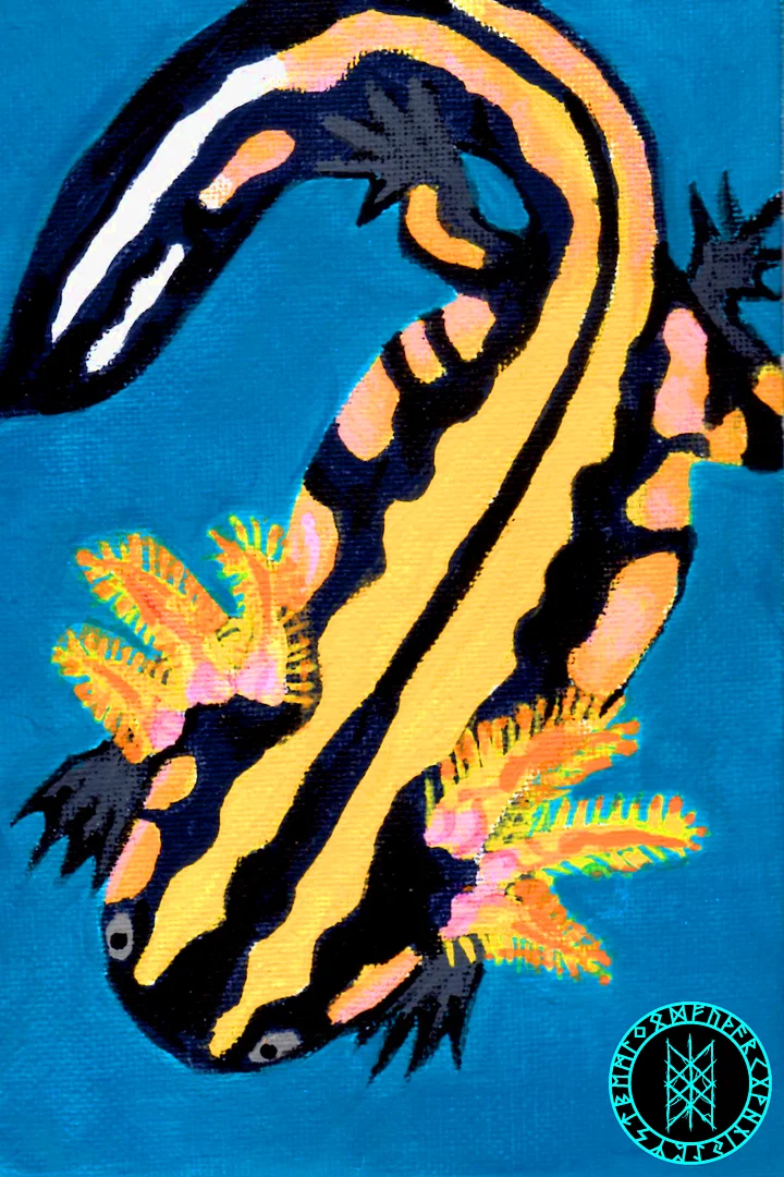 Gone Fission August Striped Axolotl Canvas Print product image (1)