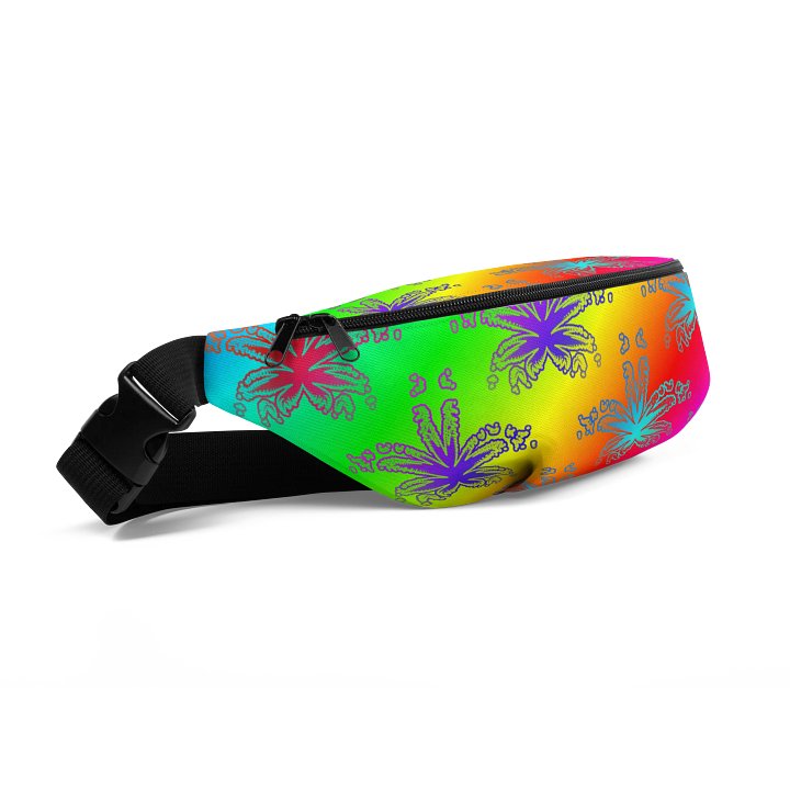 Rainbow Cannabis 420 Fanny Pack, Weed Leaf Art Pattern Pride Bag product image (2)