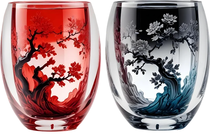 Chinese Glass Tumblers – Dual Harmony Collection PNG product image (1)