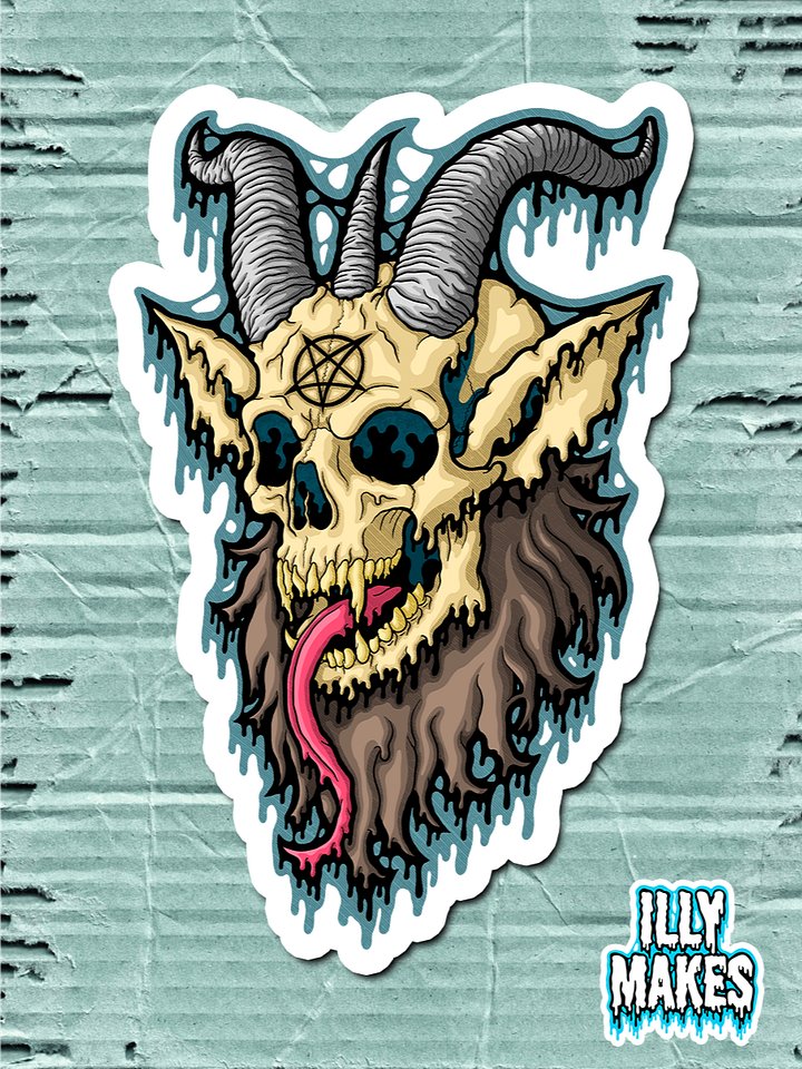 Drippy Baphomet Skull II Sticker product image (1)