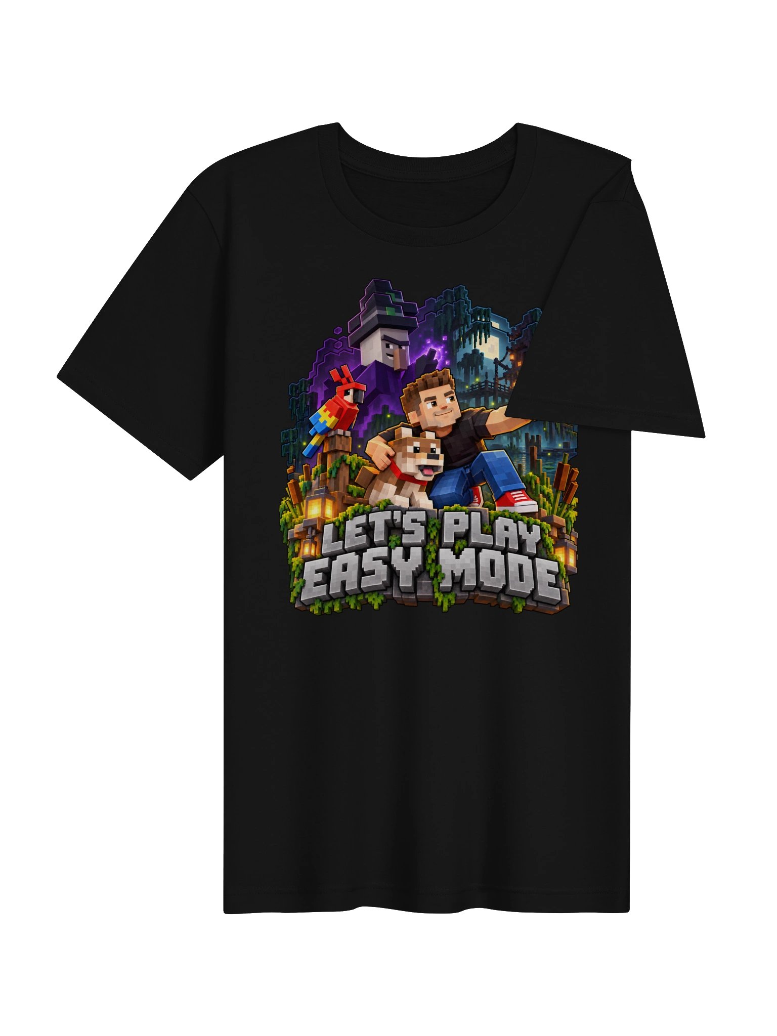Let’s Play Easy Mode: Block World Adventure Tee - Black product image (7)