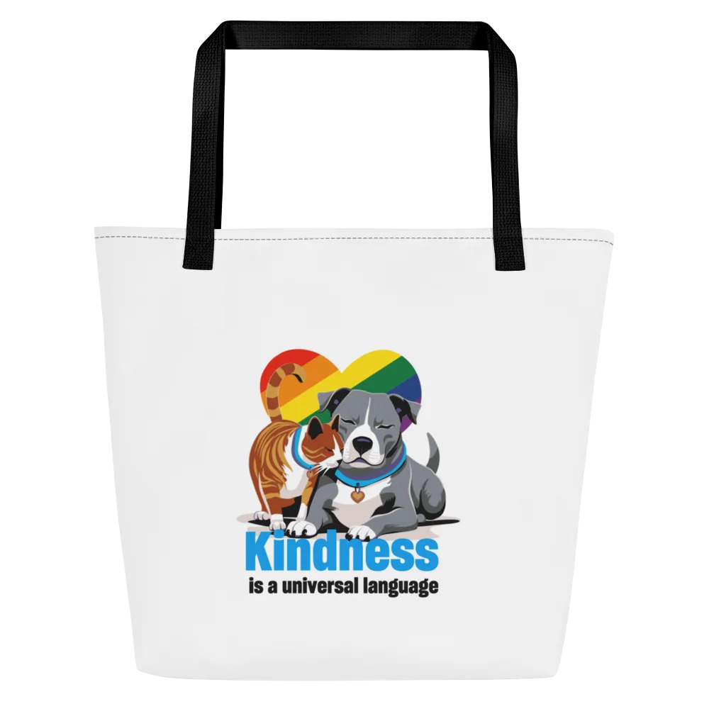 Kindness is a universal language rainbow heart - Tote bag with pocket product image (1)