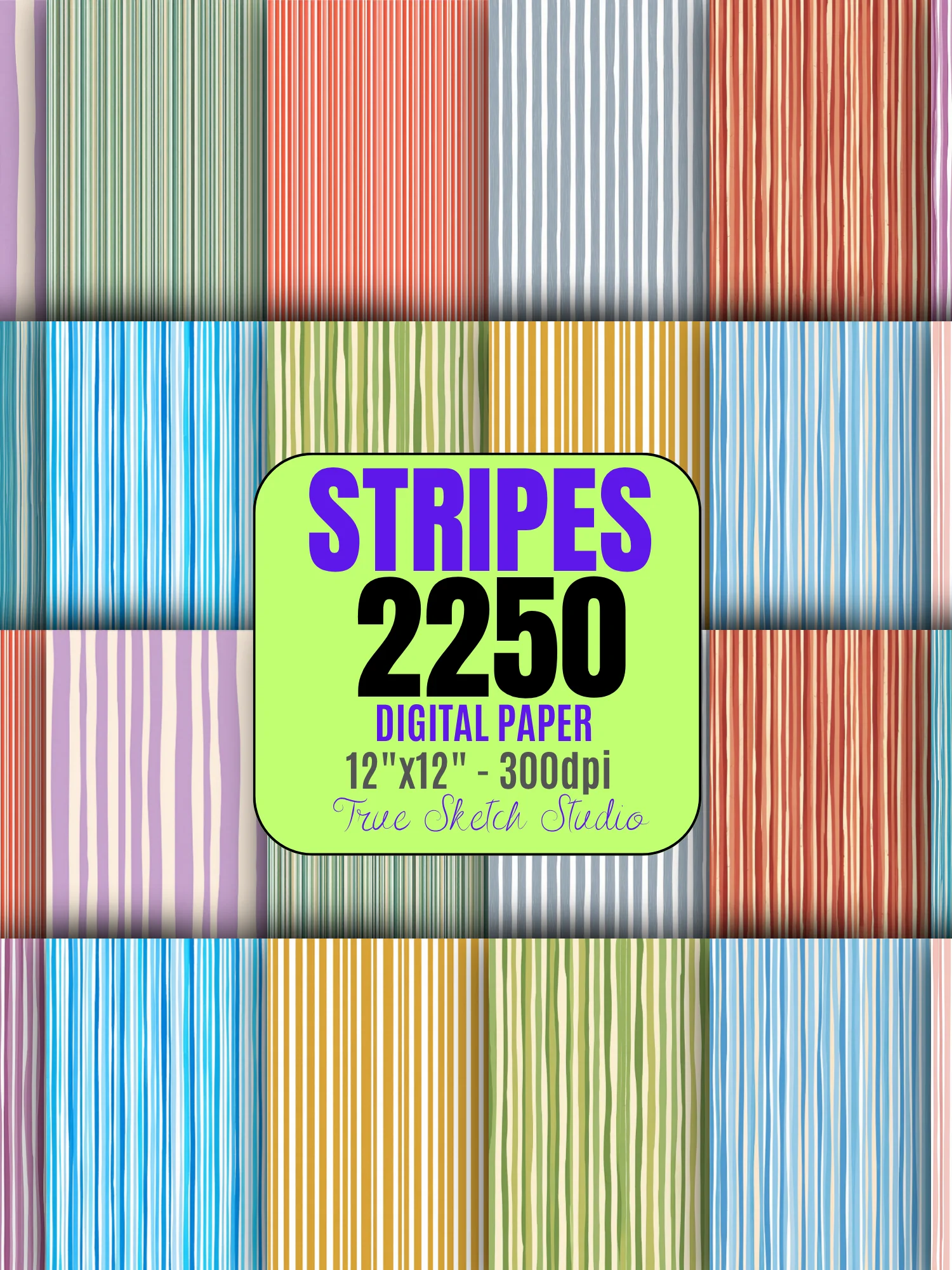 Striped Digital Paper Bundle, 2250 Stripe Patterns product image (2)