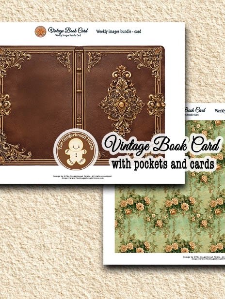 Vintage Book Card v2 Kit Digital Download product image (1)
