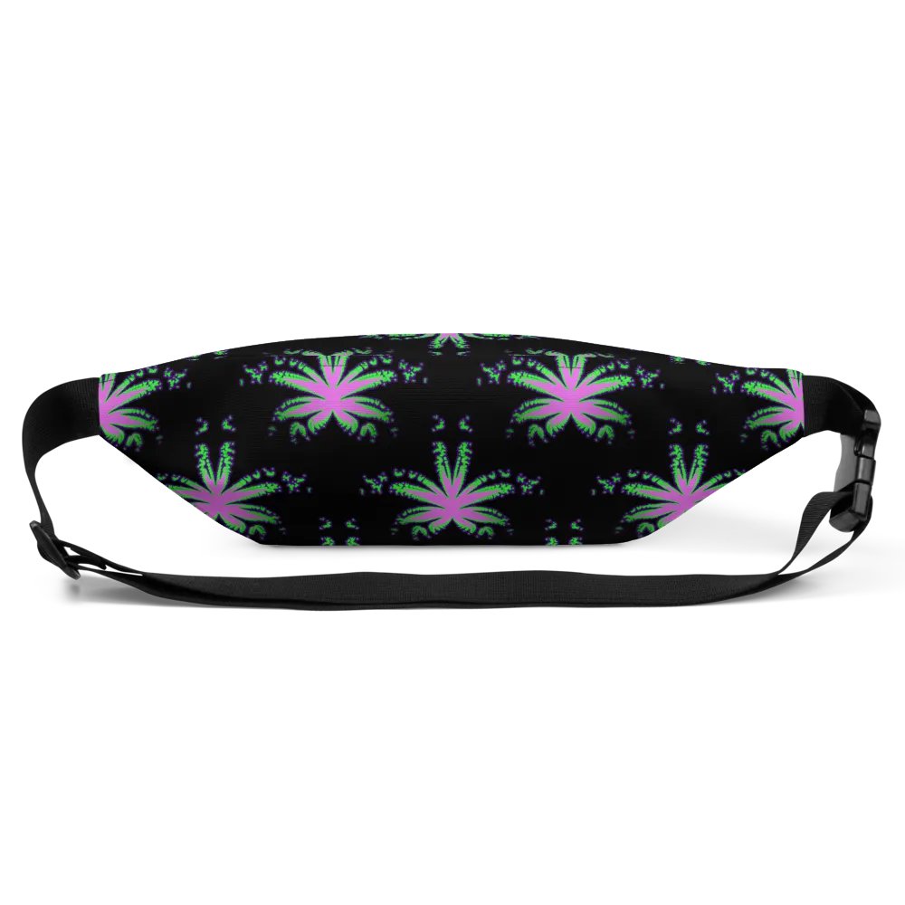 Cannabis Leaf 420 Fanny Pack, Pink Neon Green Black Stoner Bag, Weed Lover Accessory product image (3)