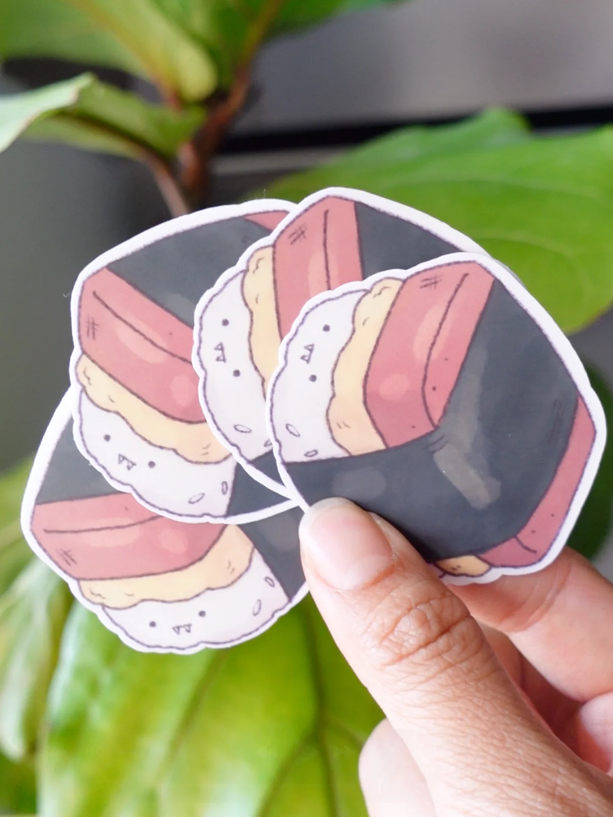 Spam Musubi with face vampire fangs Waterproof Vinyl sticker product image (2)