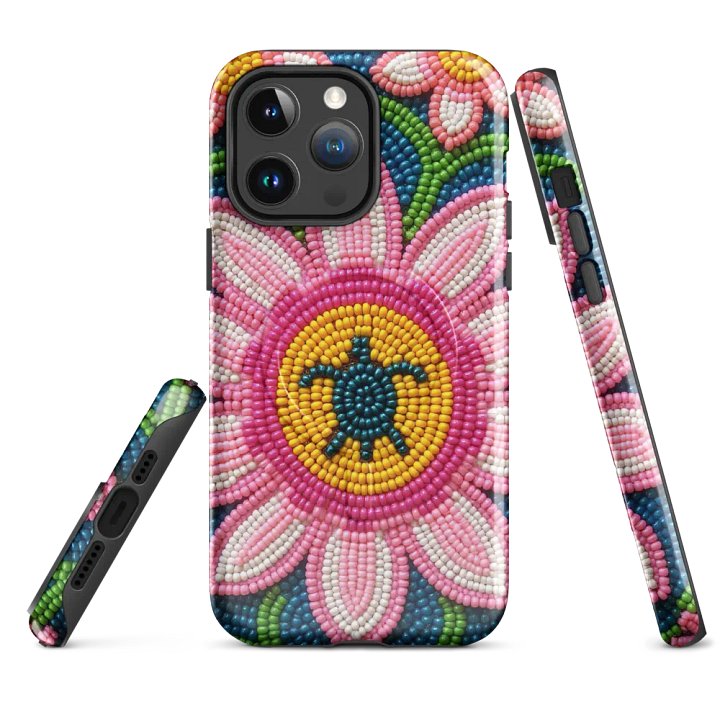 Turtle and Floral Faux-Beadwork iPhone® Tough Case product image (4)