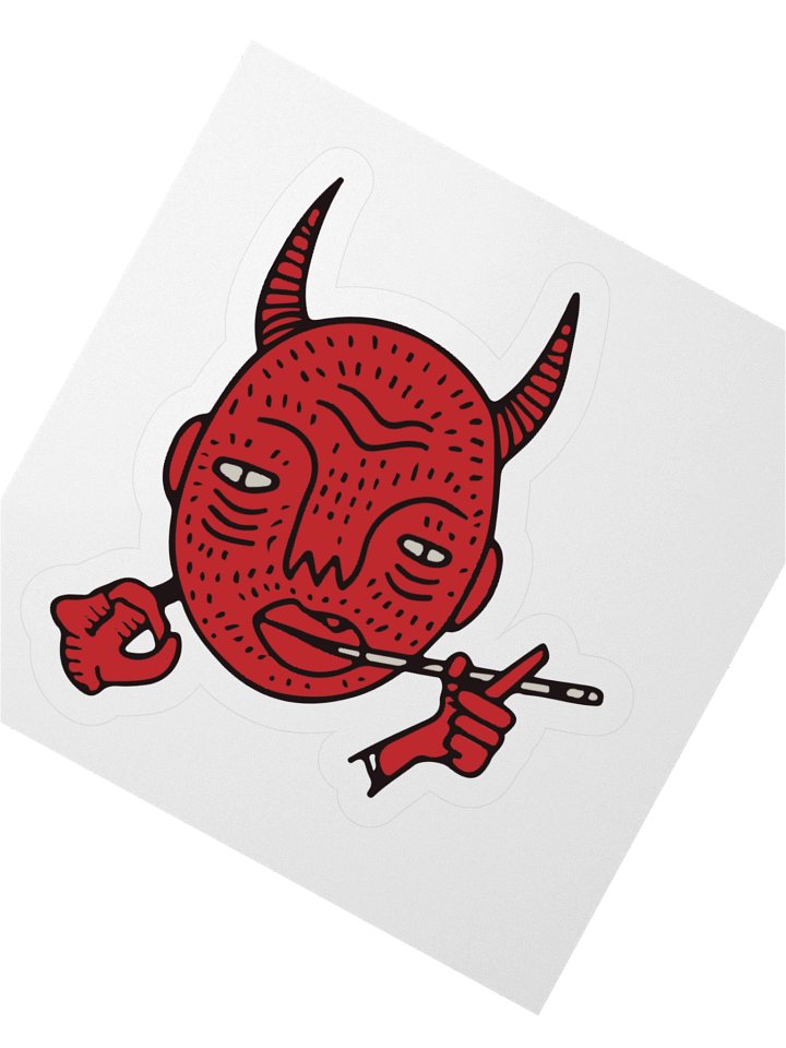 Horned Cartoon Red Face Kiss Cut Stickers product image (2)