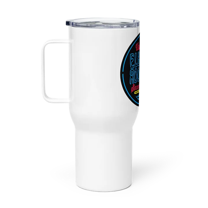 Elbo Room World Famous Neon Flamingo Travel Tumbler with Handle | White product image (1)