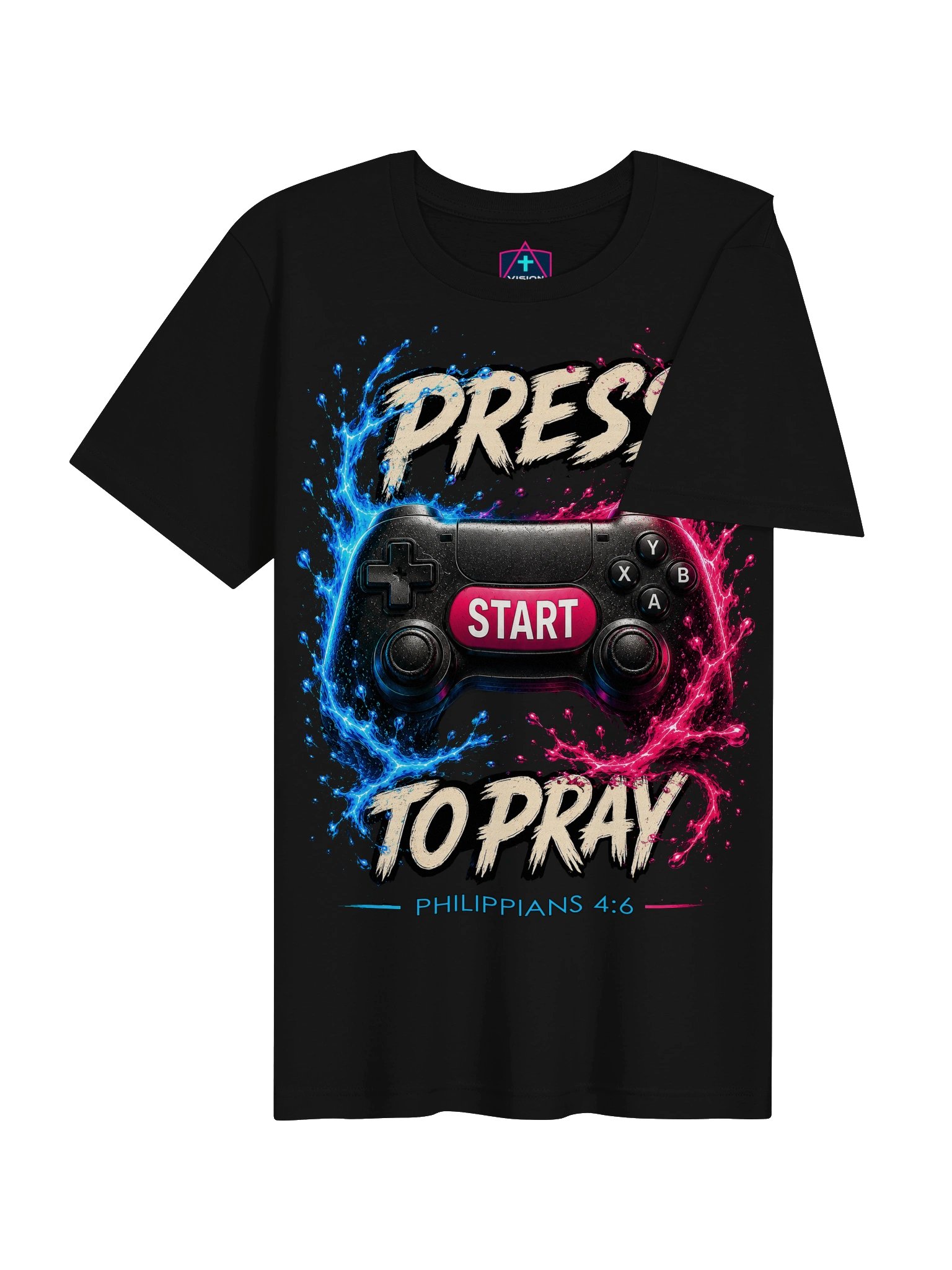 Press Start to Pray - Unisex - Christian Paint Splatter Gamer T-Shirt product image (6)