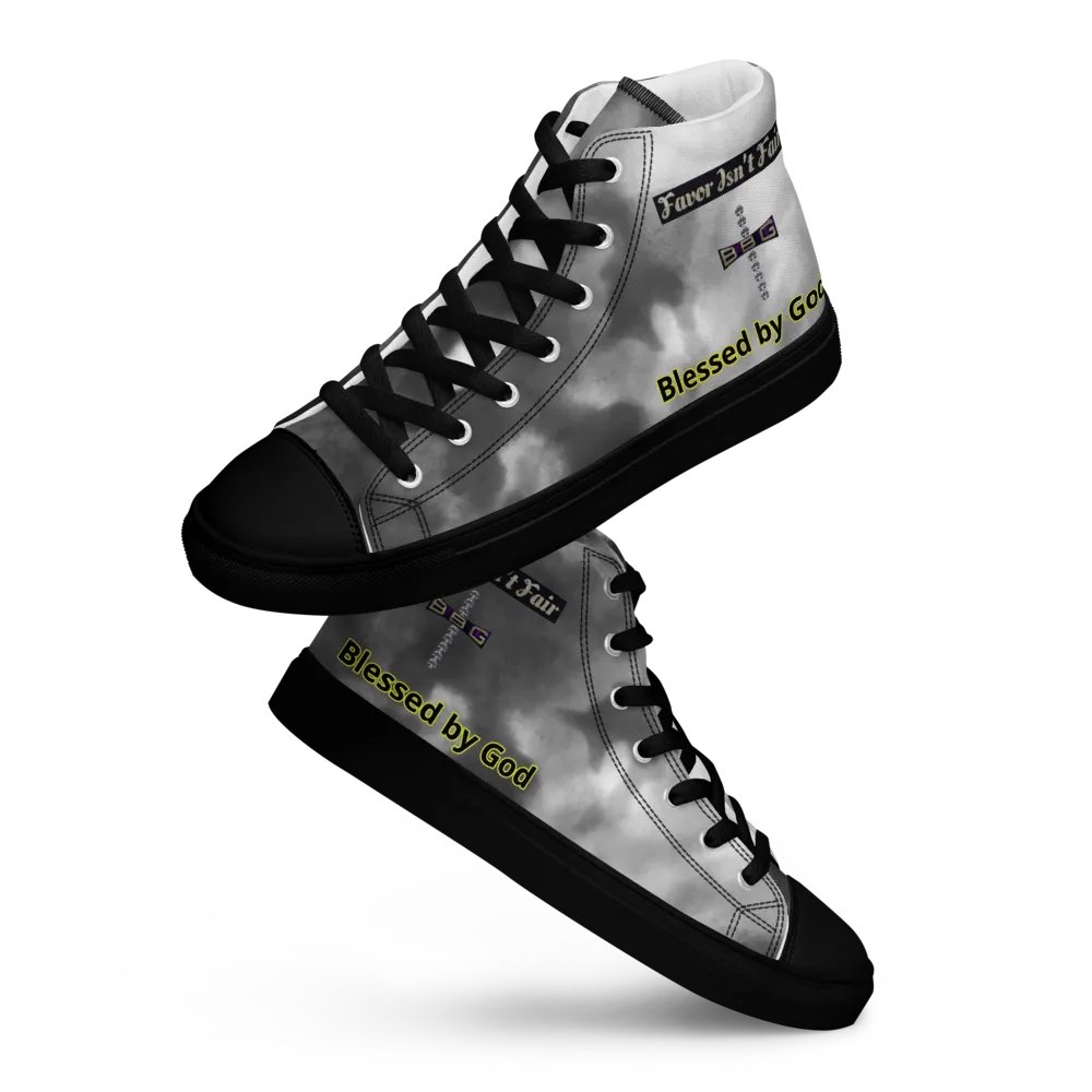 Diamond Cross Black Watercolor High Tops - Black Soles product image (8)
