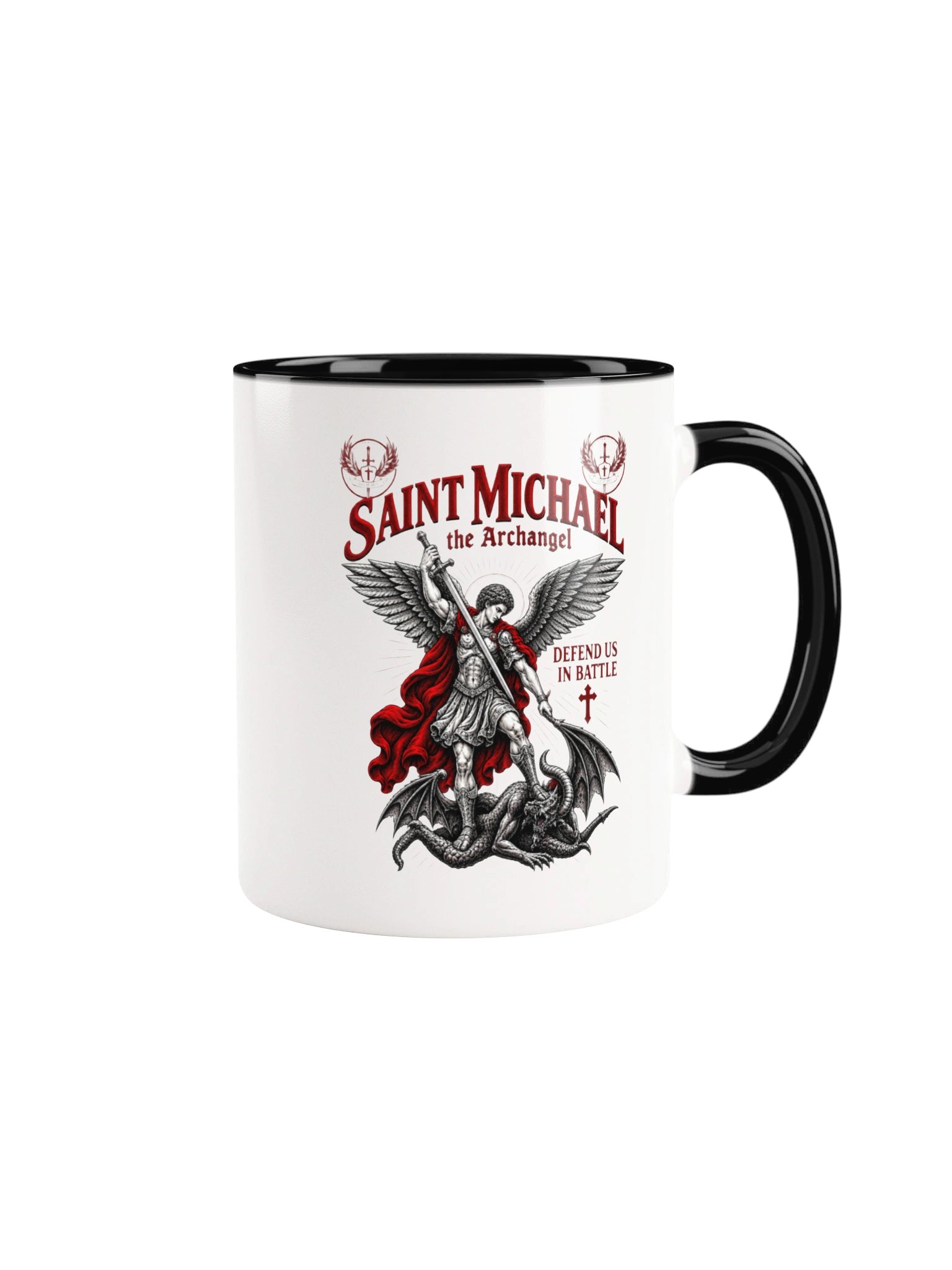 Saint Michael the Archangel Coffee Mug | Defend Us in Battle Catholic Christian Mug | Religious Faith Gift | Kingdom Life Co. product image (2)
