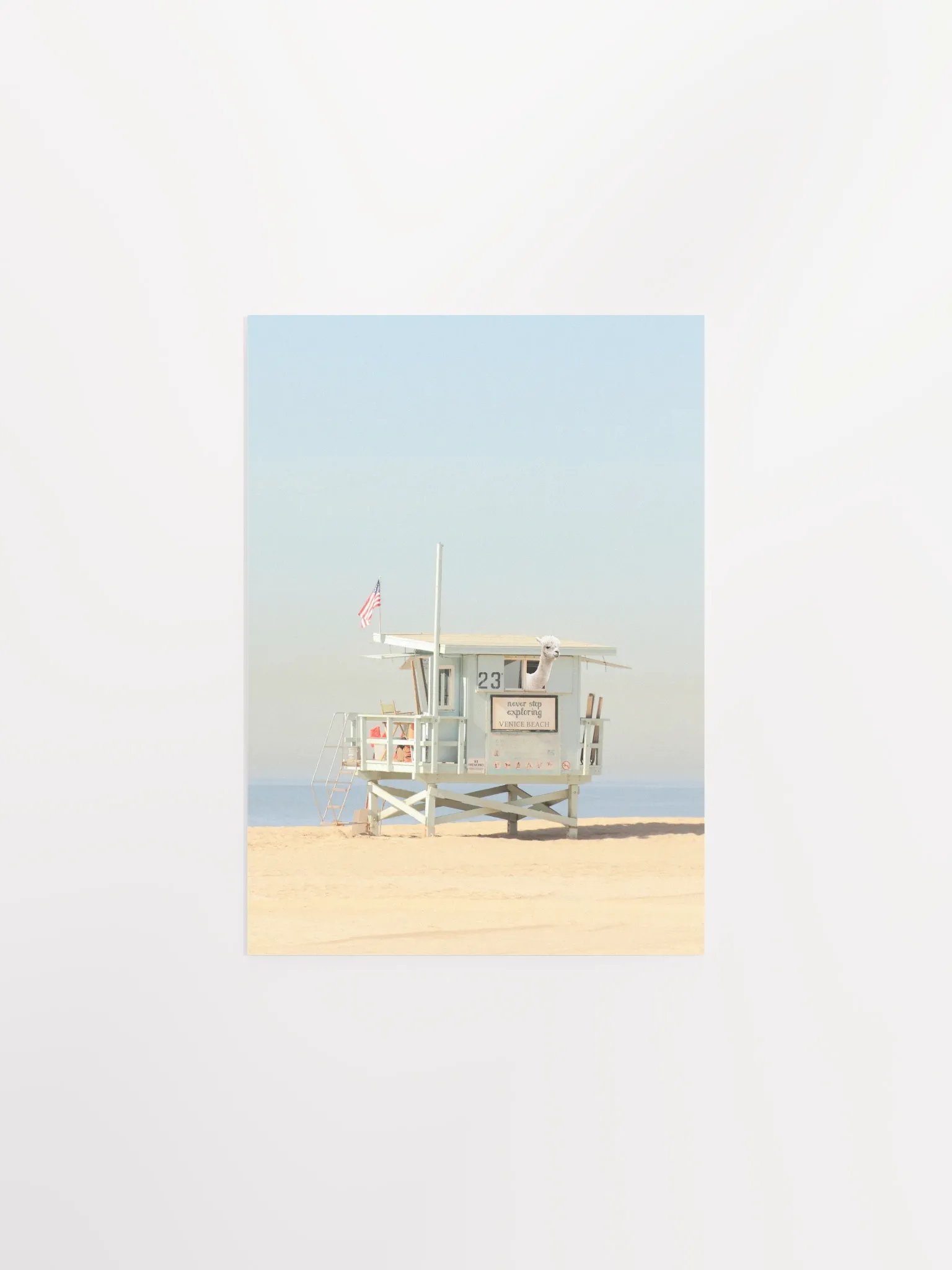 Never Stop Exploring Venice Beach Alpaca Lifeguard Tower Poster product image (8)