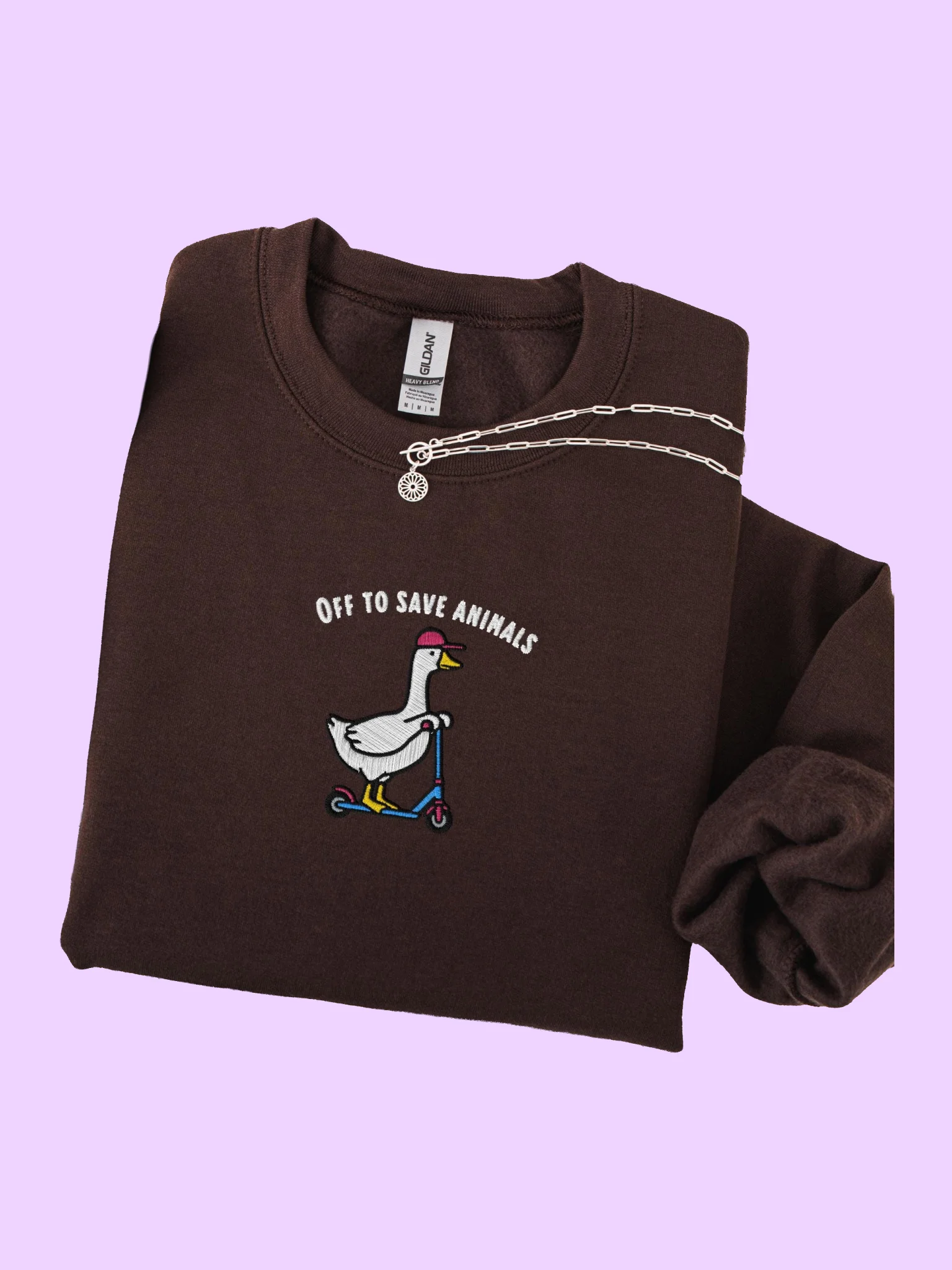 Embroidered Silly Goose "Off to Save Animals" Sweatshirt product image (3)
