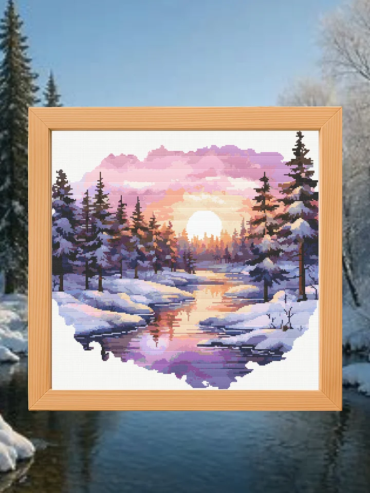 Winter Sunset Cross Stitch Pattern product image (1)