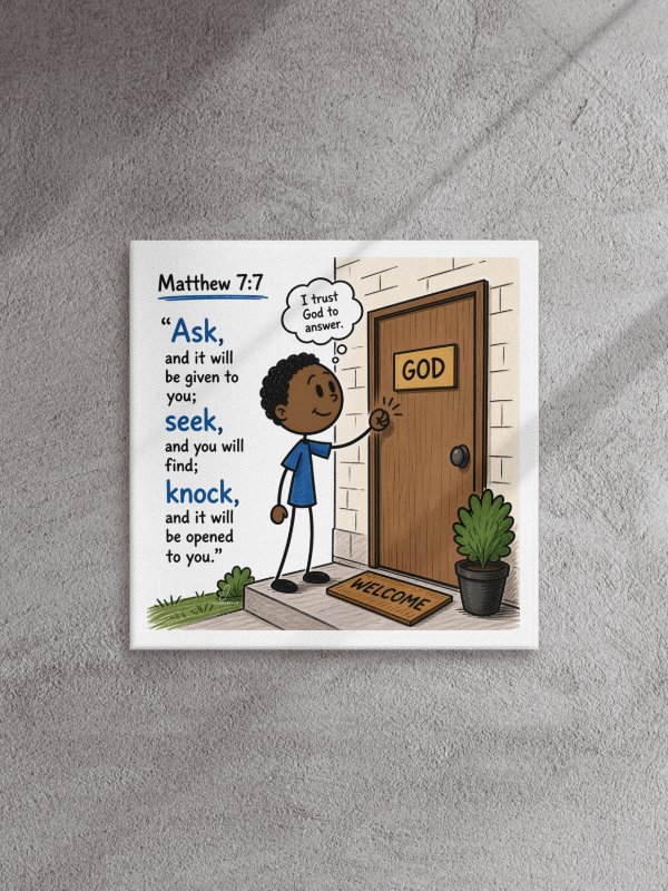 “Ask, Seek, Knock” – Matthew 7:7 Canvas Art (16” x 16”) product image (2)