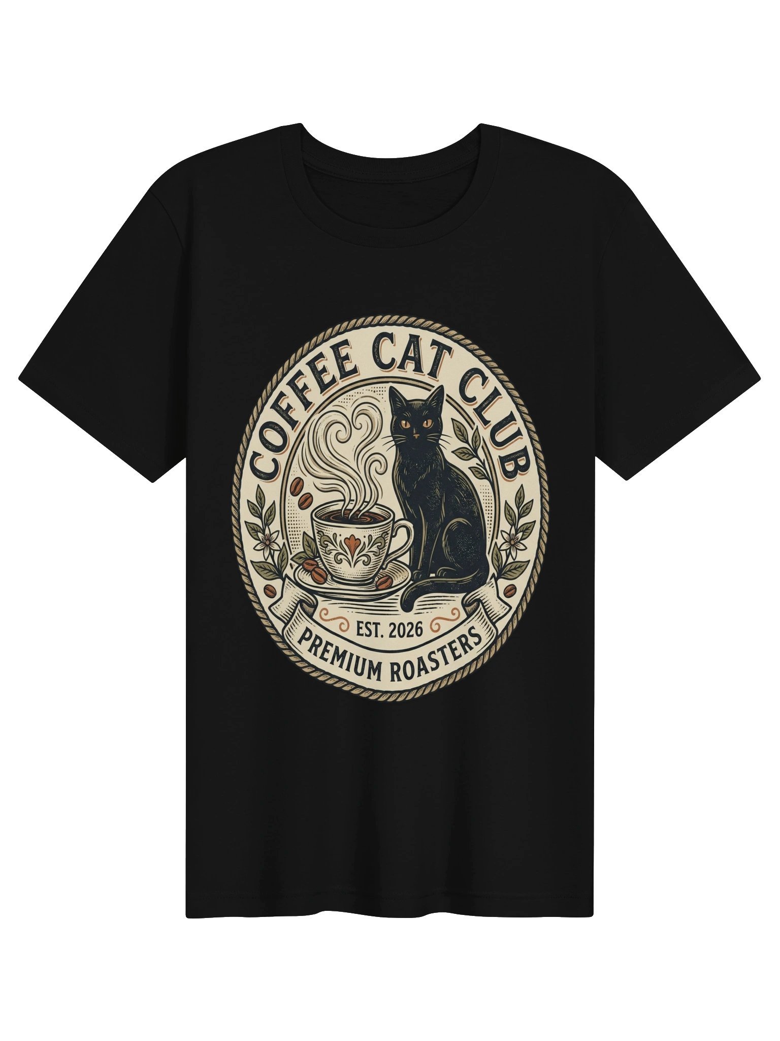Coffee Cat Club T-Shirt - Vintage Black Cat Coffee Lover Tee product image (6)