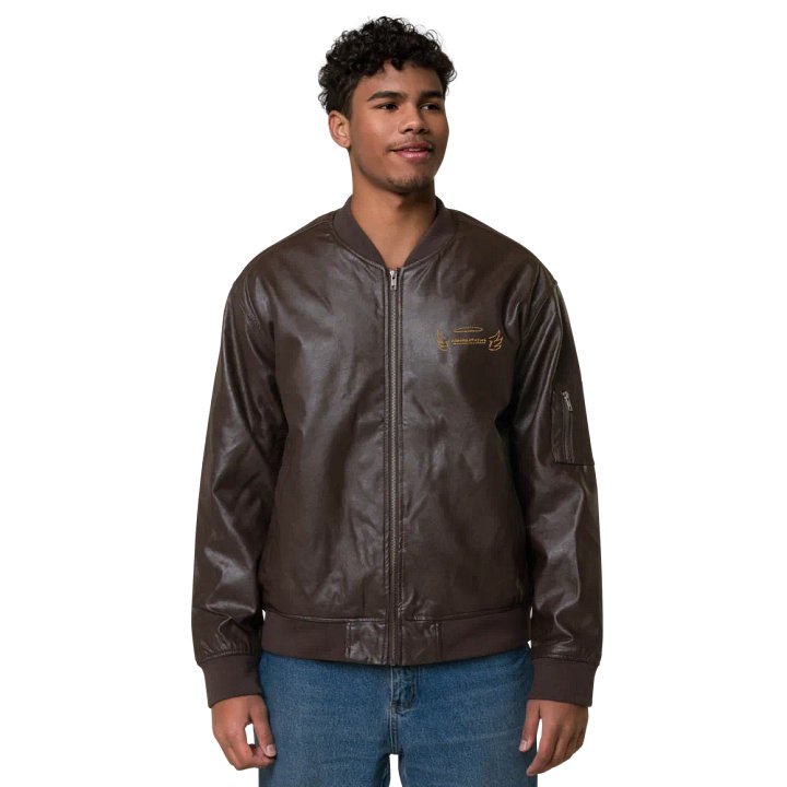 ANGELIC monochrome brown faux leather jacket product image (2)