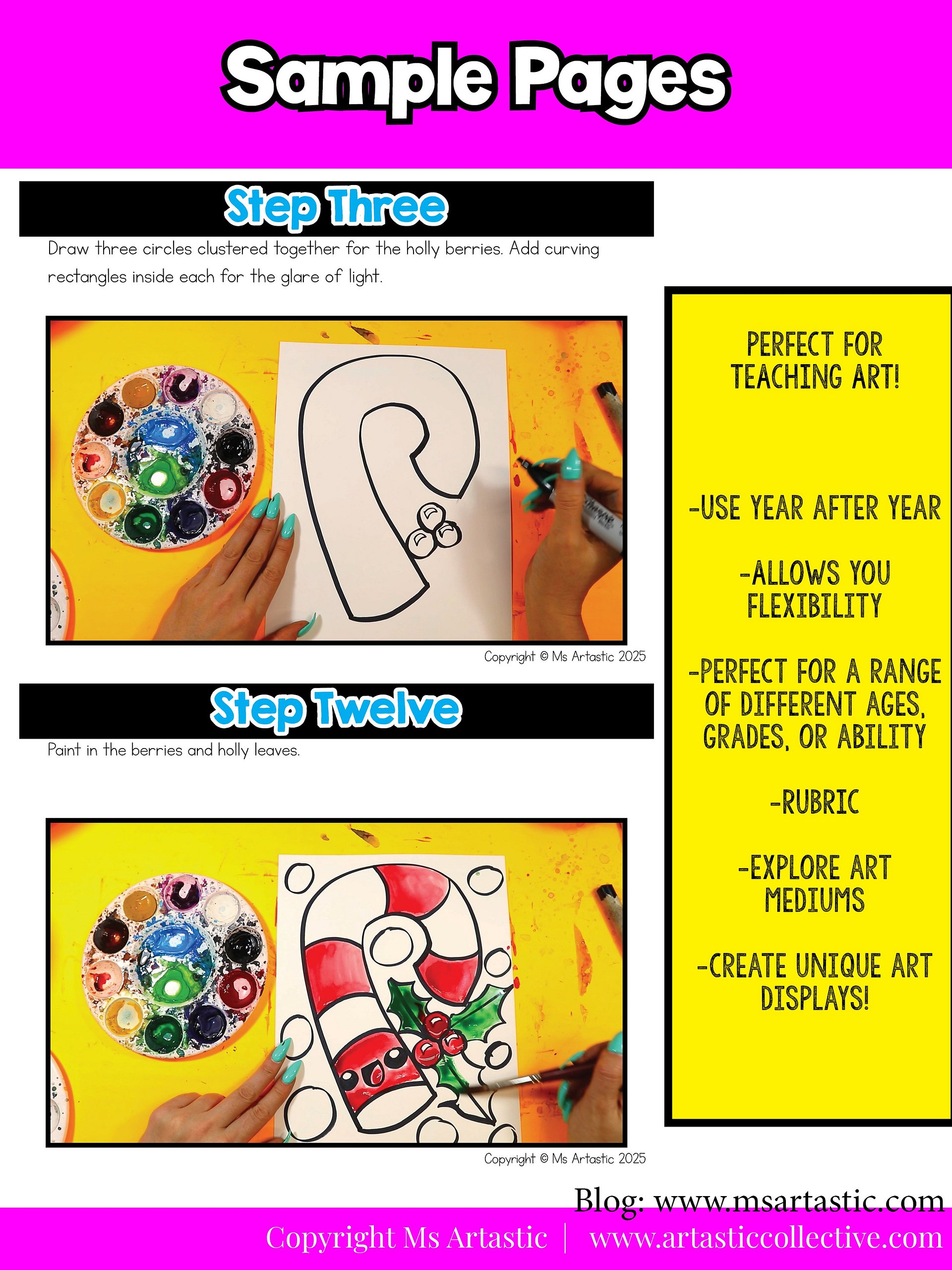 Christmas Art Project Candy Cane Art Lesson Christmas Art Activity December Art product image (7)
