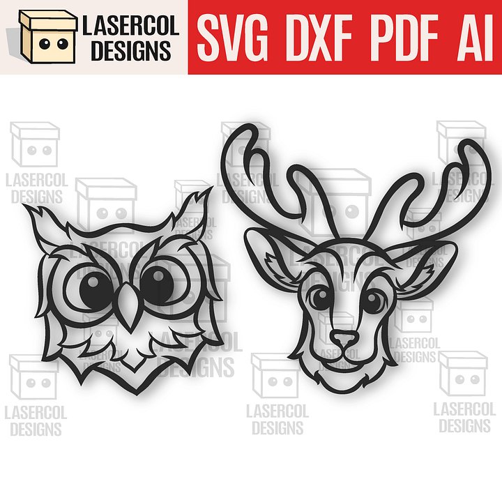Cute Deer and Owl Wall Art - Laser Cut Files product image (1)