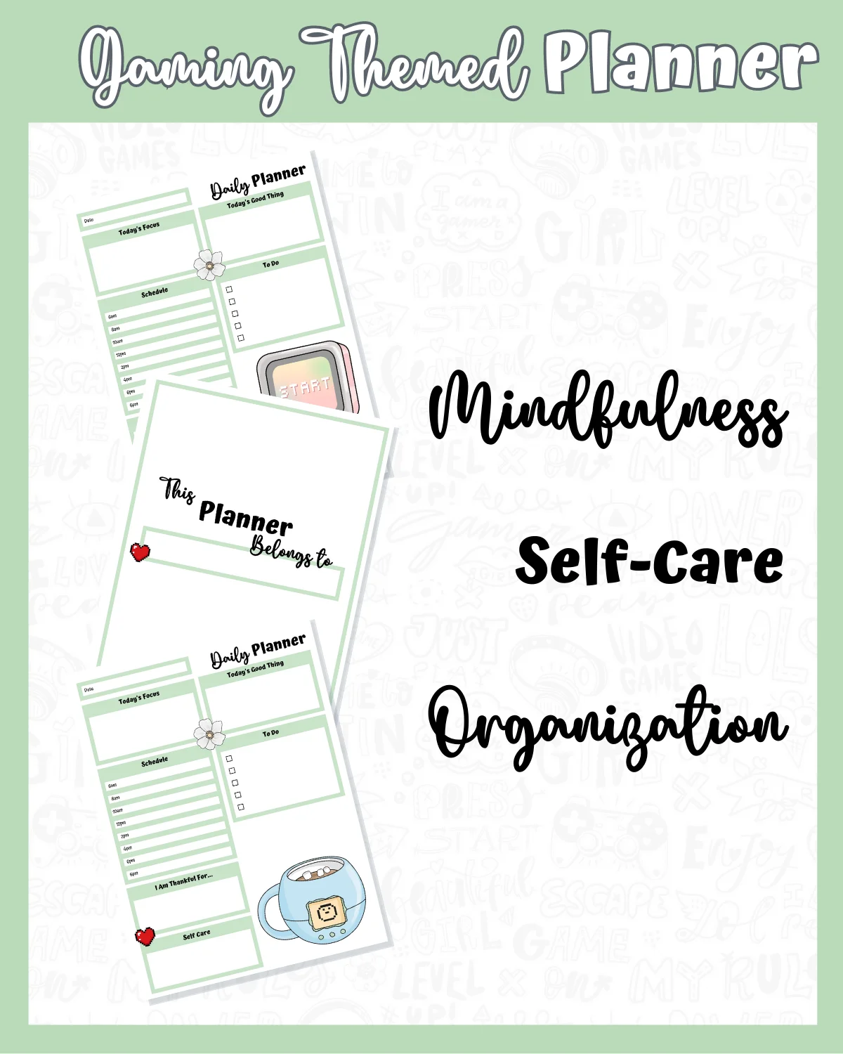 Green Printable Planner - Gamer Themed product image (4)