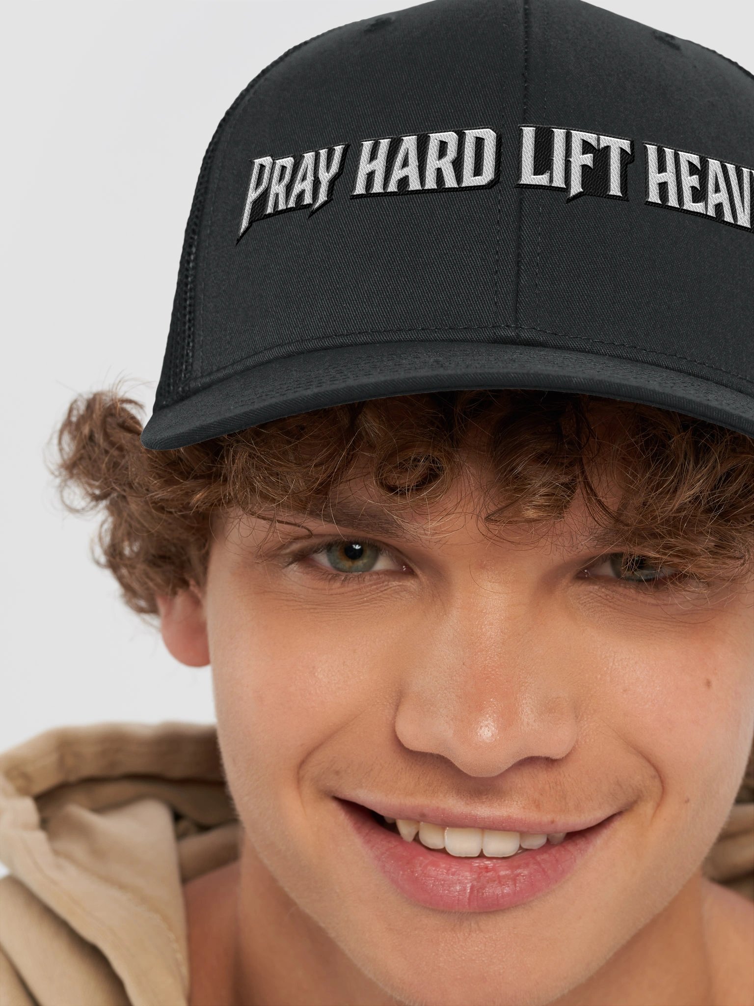 Pray Hard Lift Heavy Trucker Hat product image (8)