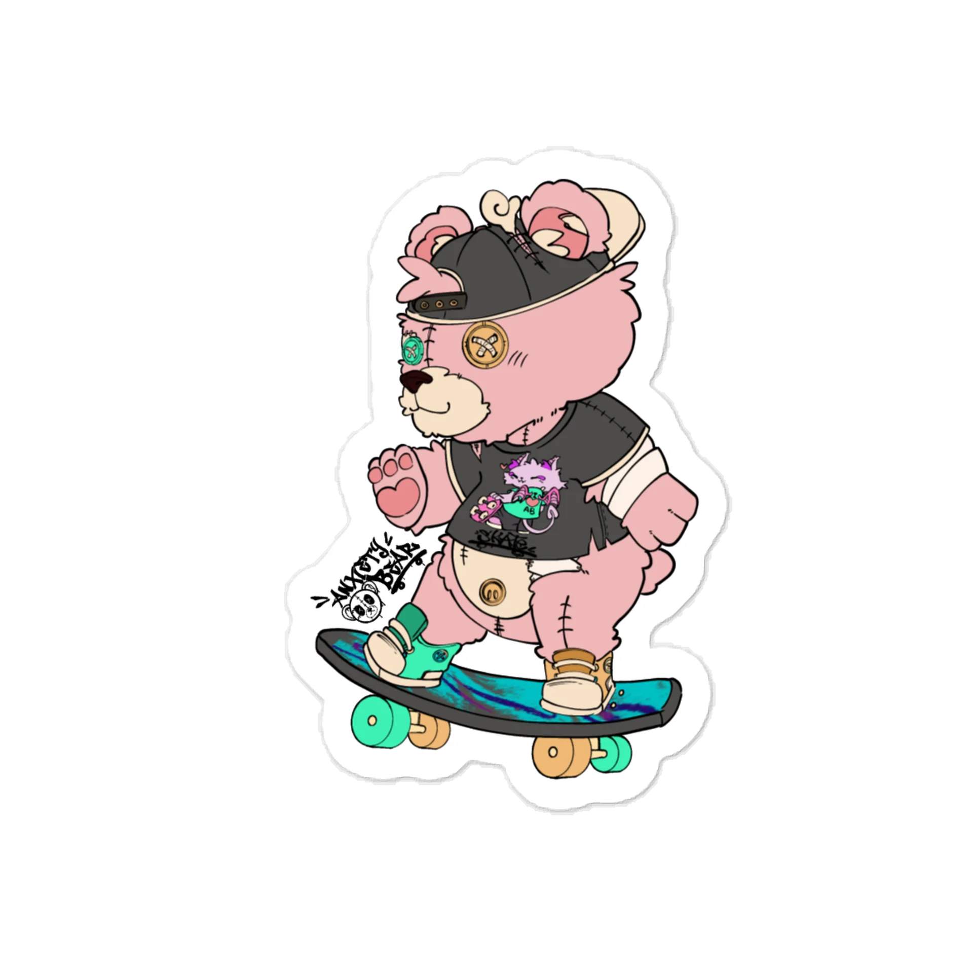 Anxiety Bear Skate Vinyl Decal product image (1)