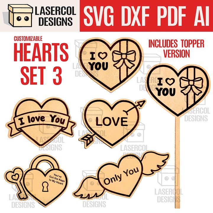 Hearts Set 3 - Laser Cut Files product image (1)