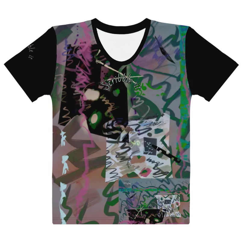 Women's Poly Crew Neck Tee 'Scribble Patches' product image (1)
