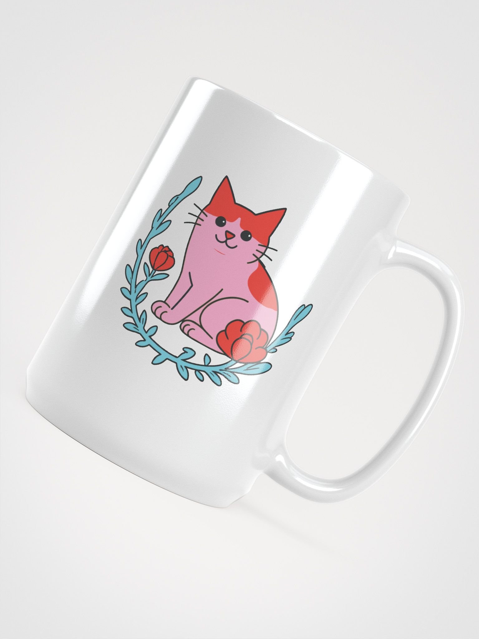 Whimsical Pink Cat Wreath Mug product image (5)