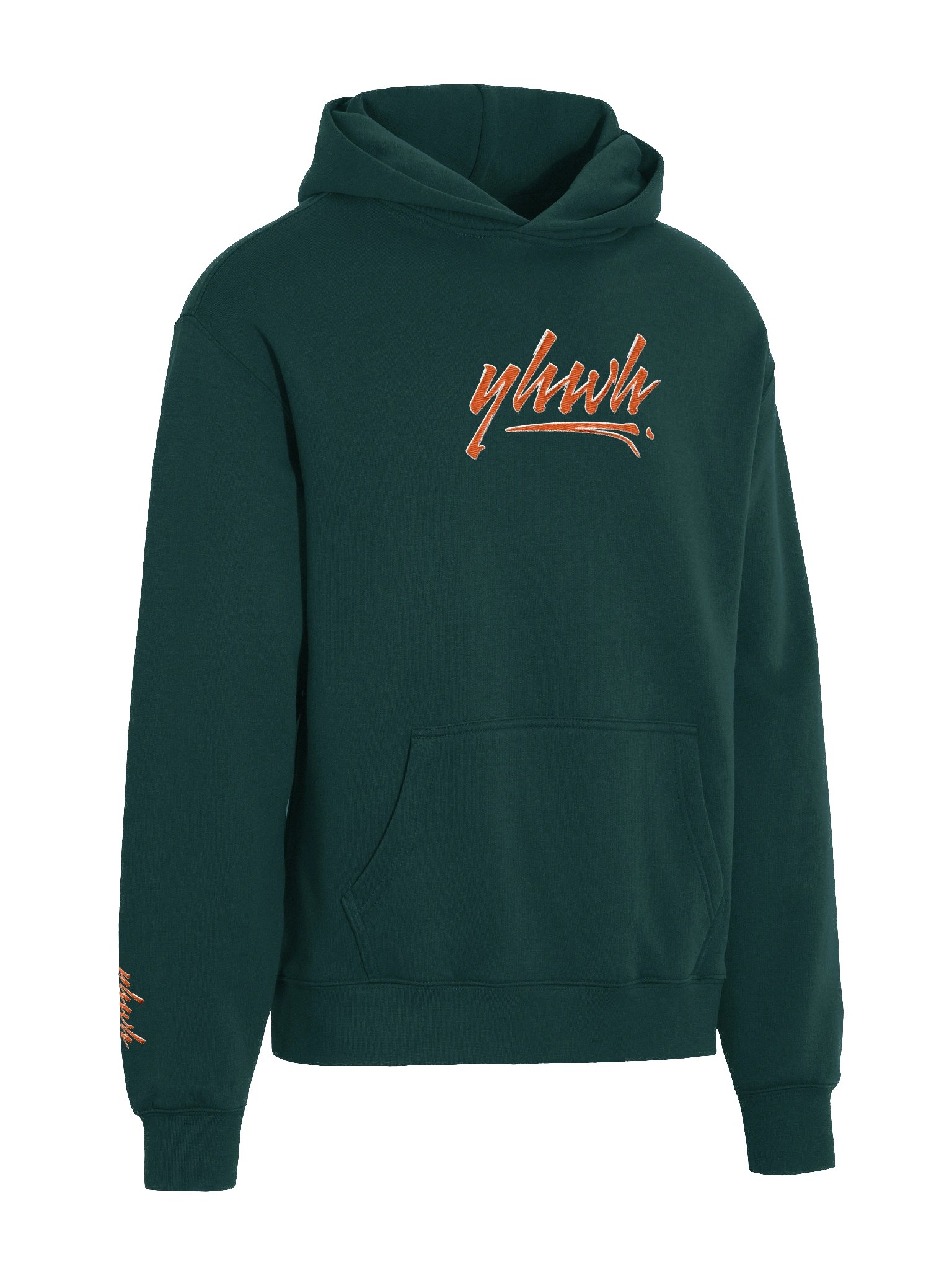 YHWH - PREMIUM OVERSIZED Embroidered Hoodie Orange on Green product image (3)
