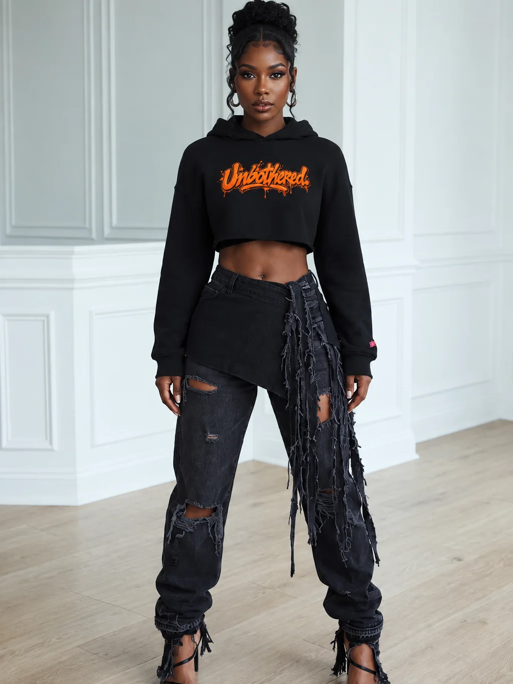 HERitage Unbothered Crop Hoodie In Orange product image (1)