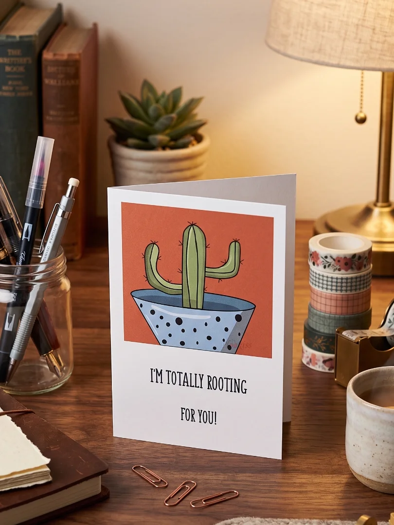 The Saguaro Design - "Totally Rooting For You" Cactus Greeting Card product image (1)