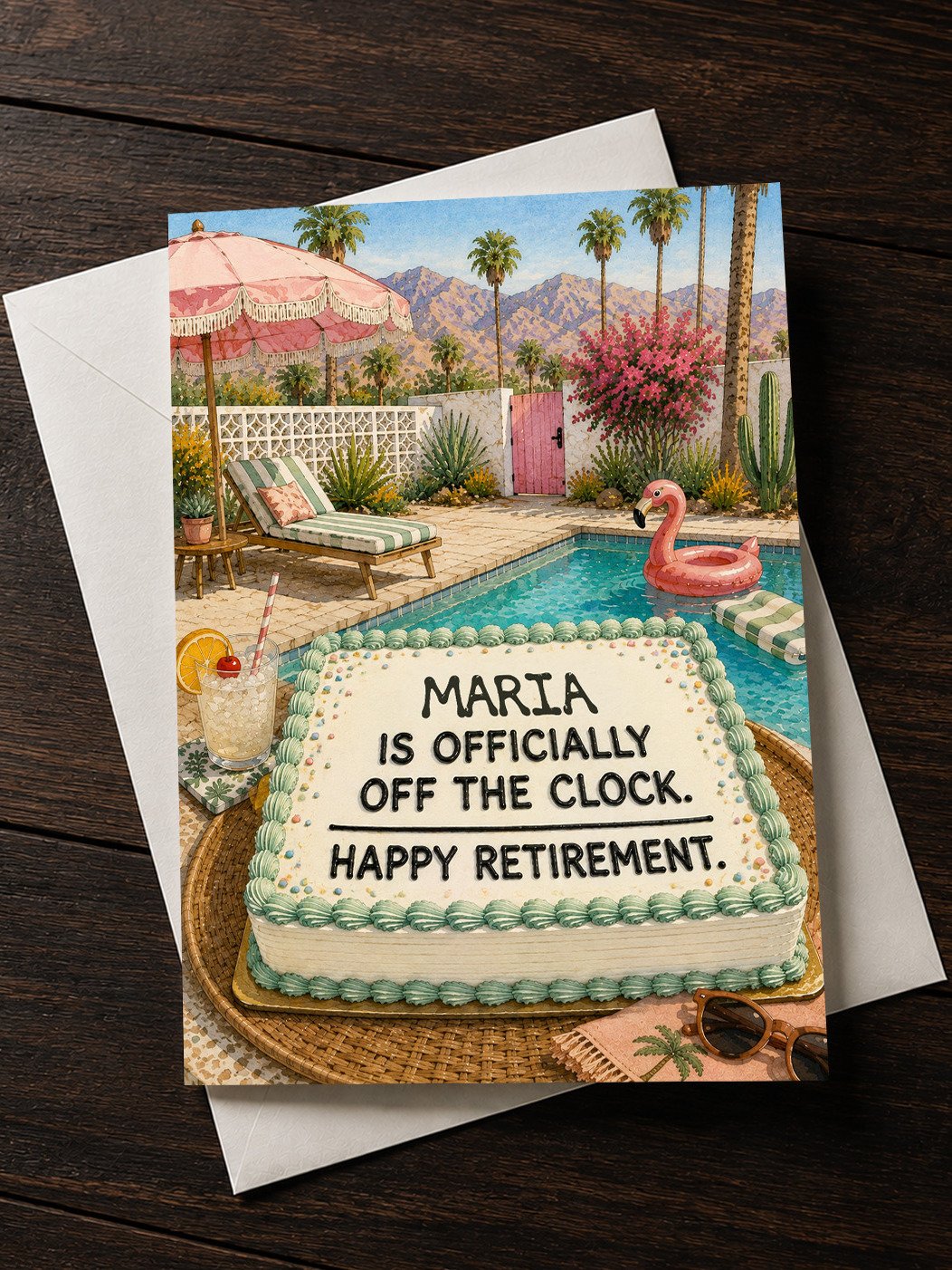 PERSONALIZED RETIREMENT CARD: [Name] Is Off The Clock (Customized) product image (2)