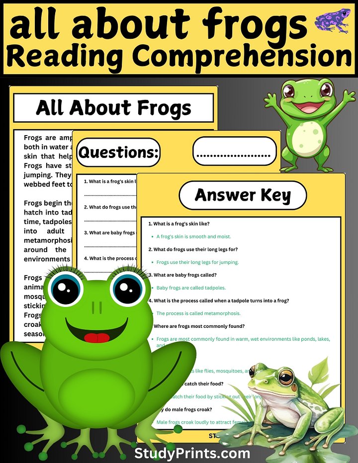 all about frogs reading comprehension worksheets product image (1)