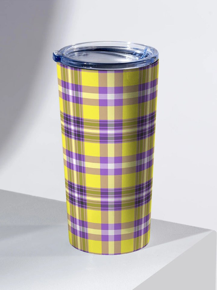 Yellow and Purple Plaid Travel Tumbler product image (1)
