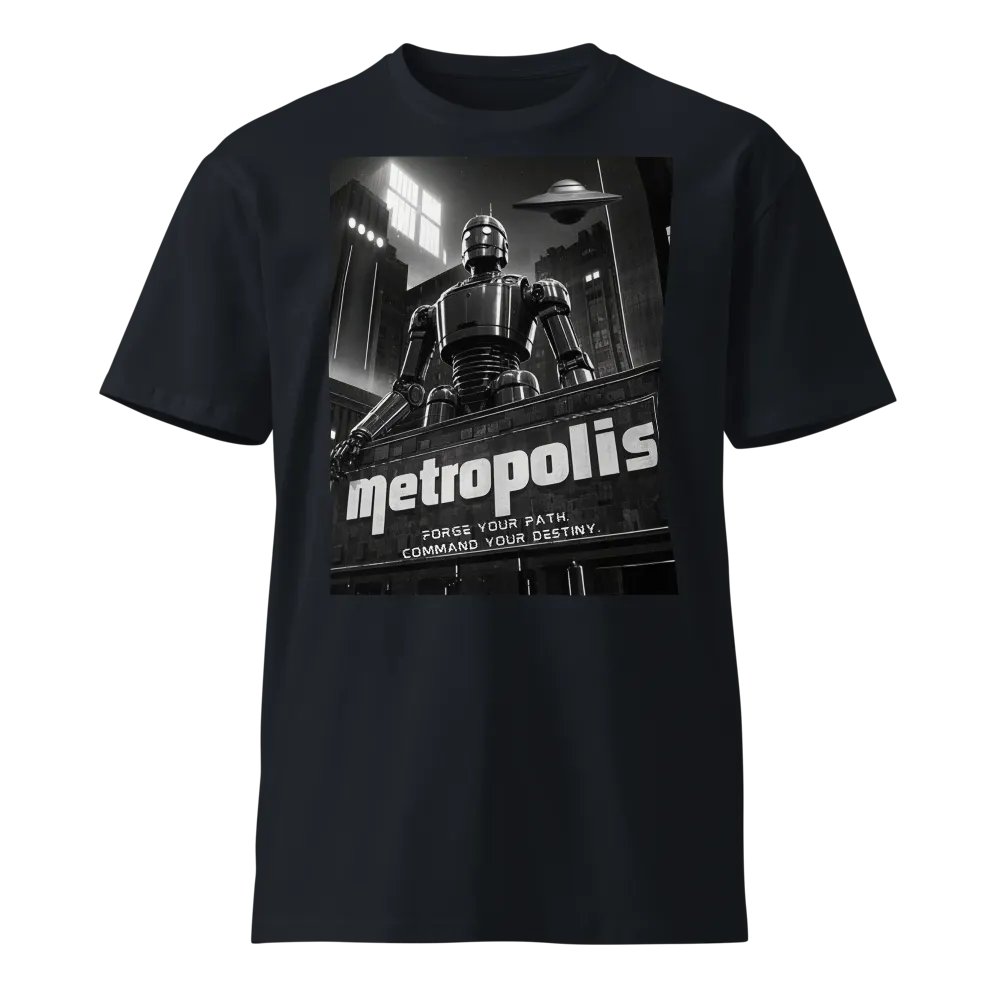 Forge Your Path, Command Your Destiny – Art Deco Robot Premium Cotton T-Shirt product image (13)