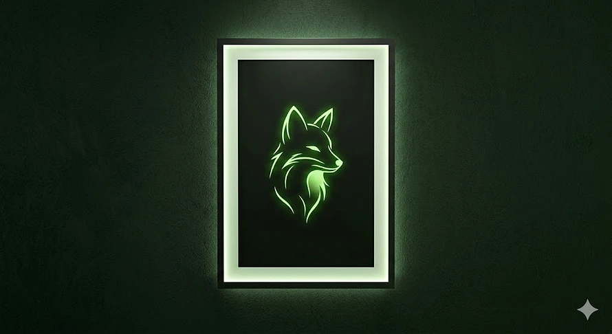 Close-up of the large vector art lion design on a premium NextThread hoodie, featuring intense glowing green illumination on dark fabric.