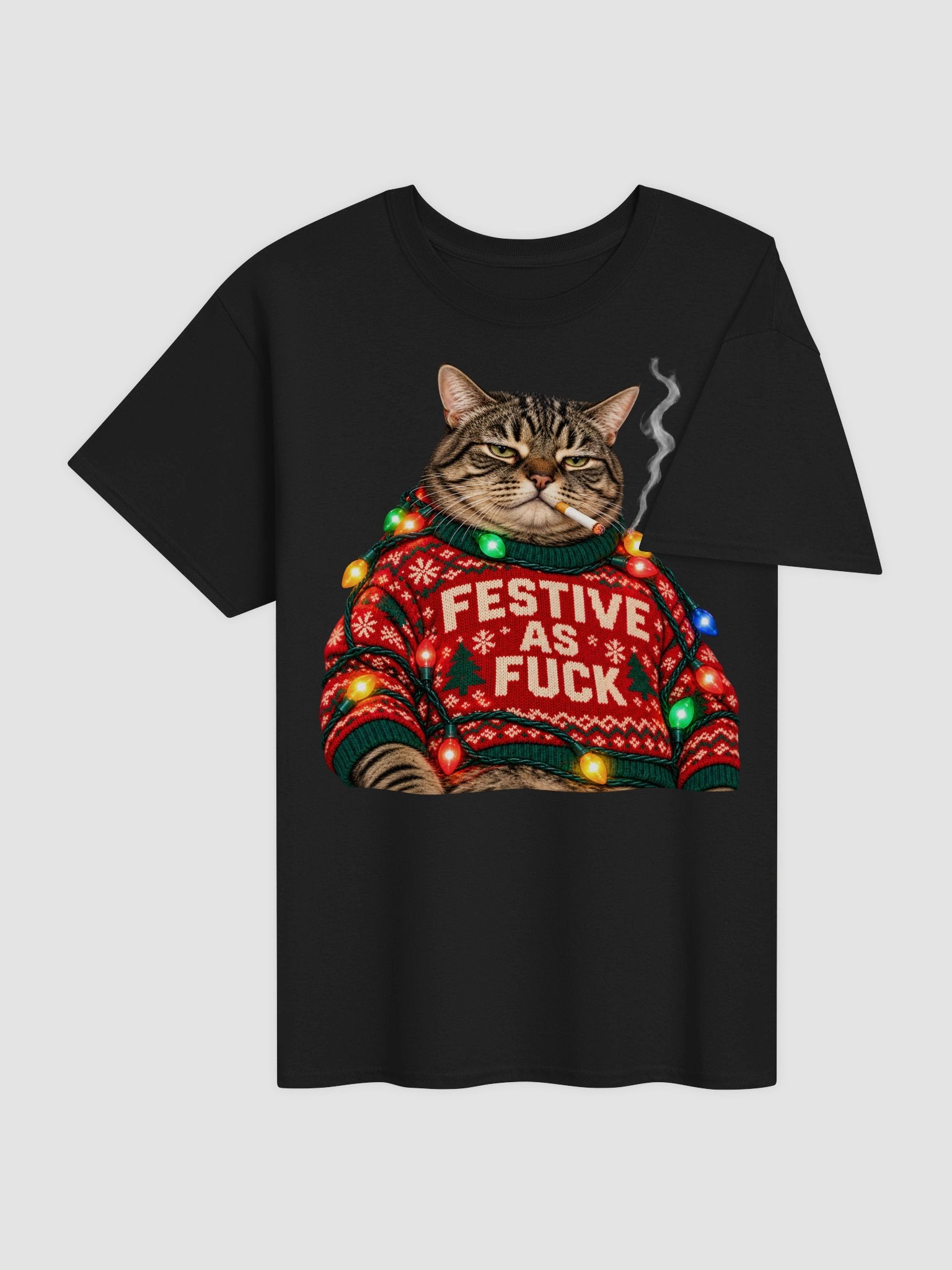 Festive AF Grumpy Cat Shirt - Funny Ugly Christmas Sweater Meme T-Shirt product image (4)