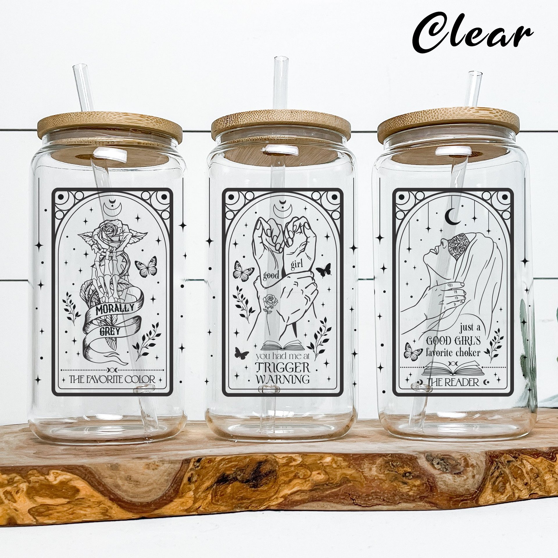 Smutty Dark Romance Trigger Warning Morally Grey SVG PNG, 16oz Glass Can Seamless Full Wrap, Beer Glass Sublimation Design, Digital Download product image (4)