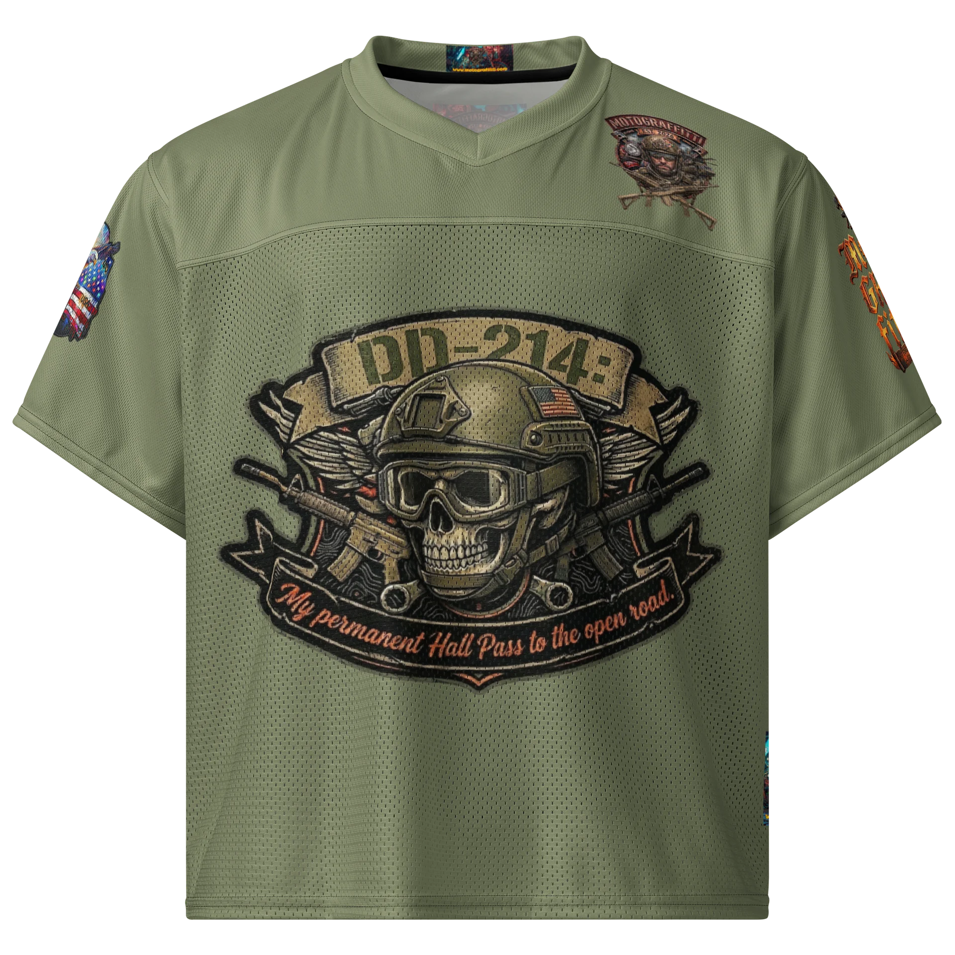MötoGraffitti DD214 OD Green Football Jersey product image (1)