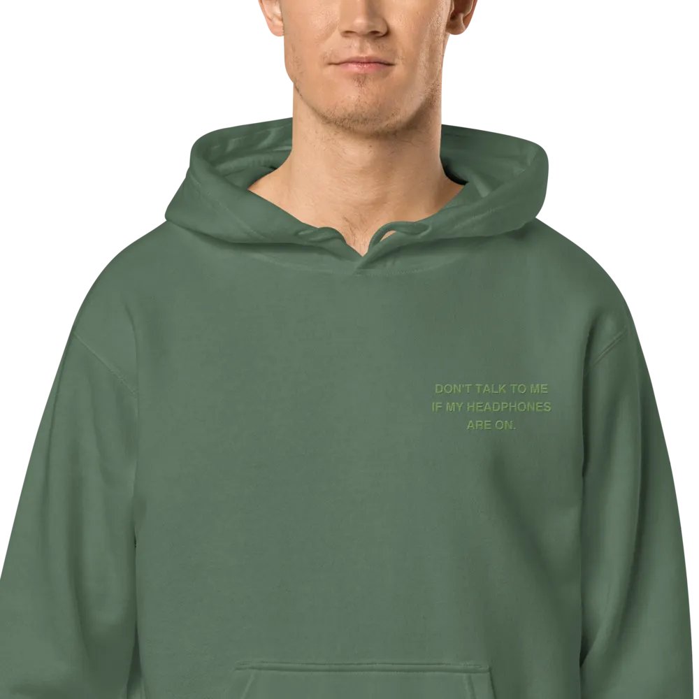 L.C. HEADPHONES ON (light green) embroidered pigment hoodie product image (2)