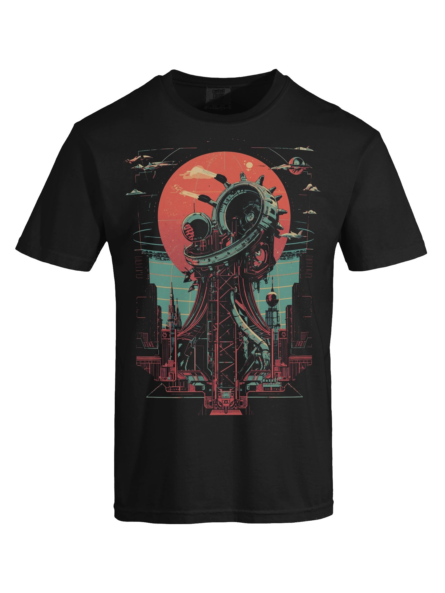 Retro Space Station Sci-Fi Heavyweight T-Shirt product image (2)