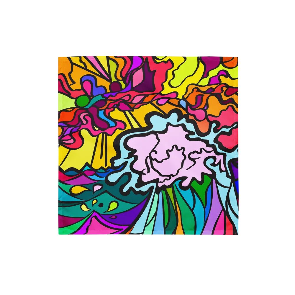 Vibrant Mosaic All-Over Bandana - Wave at Sunset product image (1)